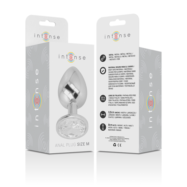 INTENSE - ALUMINUM METAL ANAL PLUG WITH SILVER CRYSTAL SIZE M - Image 5
