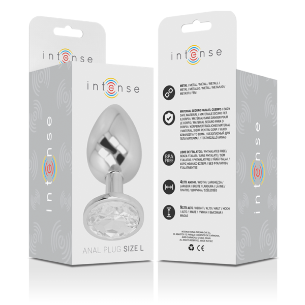 INTENSE - ALUMINUM METAL ANAL PLUG WITH SILVER CRYSTAL SIZE L - Image 4