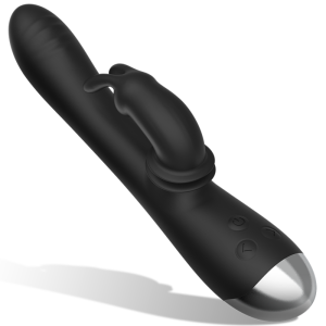 BLACKSILVER - DJ. ADAM RECHARGEABLE SILICONE RABBIT STIMULATOR BLACK