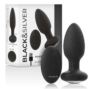 BLACKSILVER - WELLS PLUG SILICONE ANAL ROTATOR REMOTE CONTROL