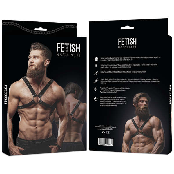 FETISH SUBMISSIVE ATTITUDE - MENS CROSS CHEST ECO-LEATHER HARNESS - Image 2