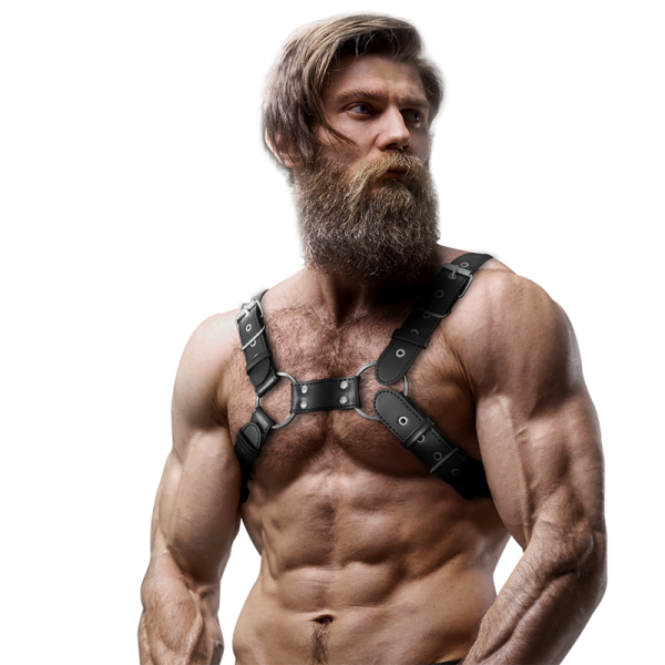 FETISH SUBMISSIVE ATTITUDE - MENS ADJUSTABLE ECO-LEATHER CHEST BULLDOG HARNESS - Image 4