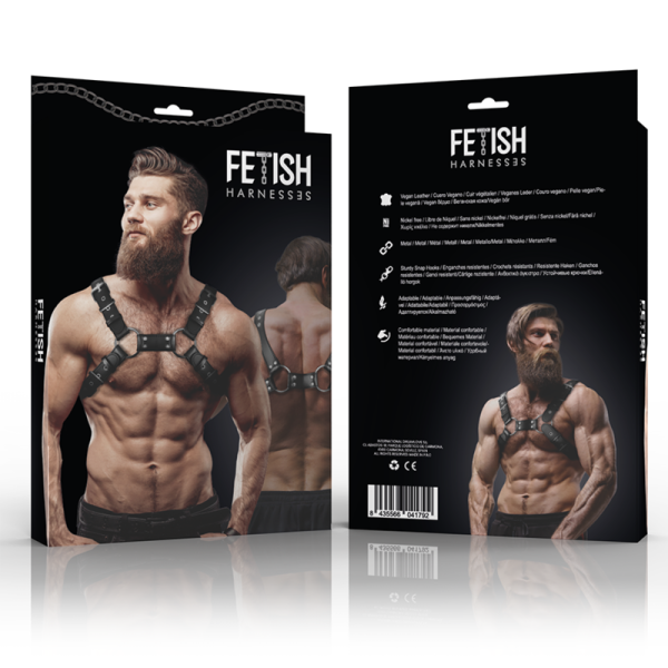 FETISH SUBMISSIVE ATTITUDE - MENS ADJUSTABLE ECO-LEATHER CHEST BULLDOG HARNESS - Image 2