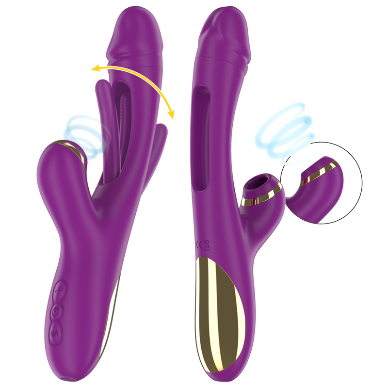 INTENSE - ATENEO RECHARGEABLE MULTIFUNCTION VIBRATOR 7 VIBRATIONS WITH OSCILLATING TONGUE AND STIMULATING WAVES PURPLE