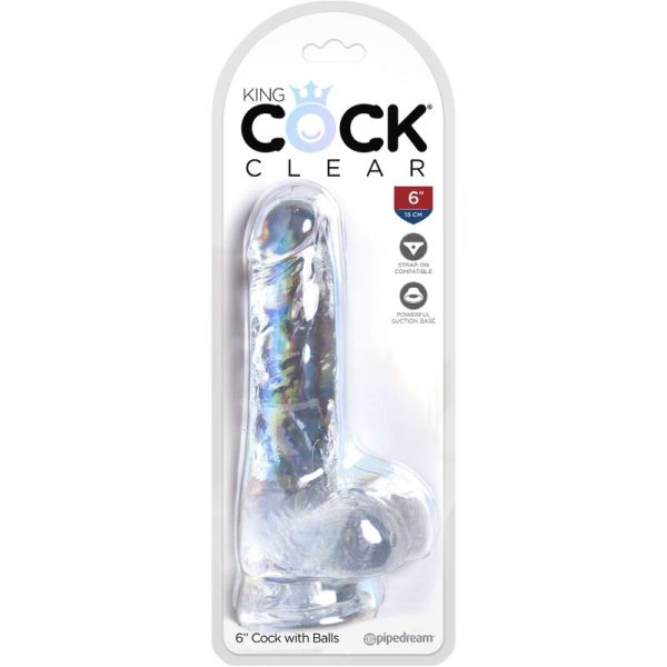 KING COCK - CLEAR REALISTIC PENIS WITH BALLS 13.5 CM TRANSPARENT - Image 5