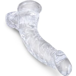 KING COCK - CLEAR REALISTIC CURVED PENIS WITH BALLS 16.5 CM TRANSPARENT