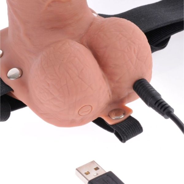 FETISH FANTASY SERIES - ADJUSTABLE HARNESS REALISTIC PENIS WITH BALLS RECHARGEABLE AND VIBRATOR 17.8 CM - Image 4