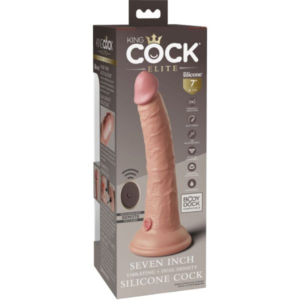 KING COCK - ELITE REALISTIC DILDO VIBRATOR  SILICONE REMOTE CONTROL 17.8 CM - Image 5
