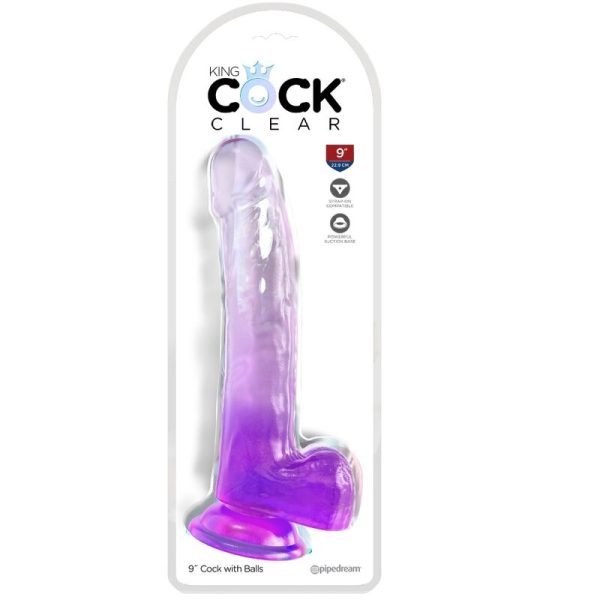 KING COCK - CLEAR DILDO WITH TESTICLES 20.3 CM PURPLE - Image 2