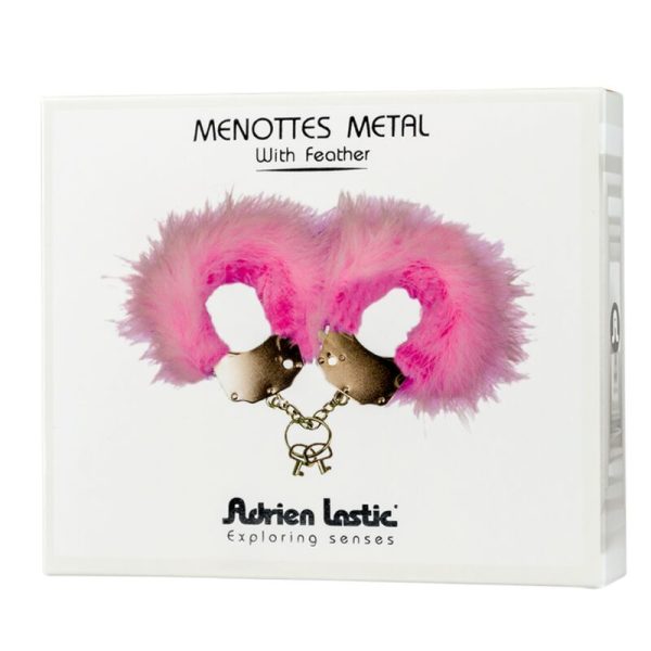ADRIEN LASTIC - METAL HANDCUFFS WITH PINK FEATHERS - Image 3