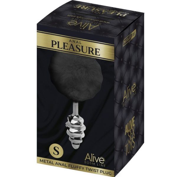 ALIVE - ANAL PLEASURE PLUG SPIRAL METAL FLUFFY BLACK SIZE S - Image 3