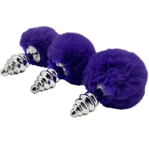 ALIVE - ANAL PLEASURE PLUG SPIRAL METAL FLUFFY DARK VIOLET SIZE S - Image 4