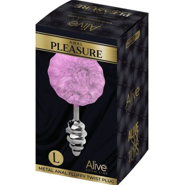 ALIVE - ANAL PLEASURE PLUG SPIRAL METAL FLUFFY VIOLET SIZE L - Image 4