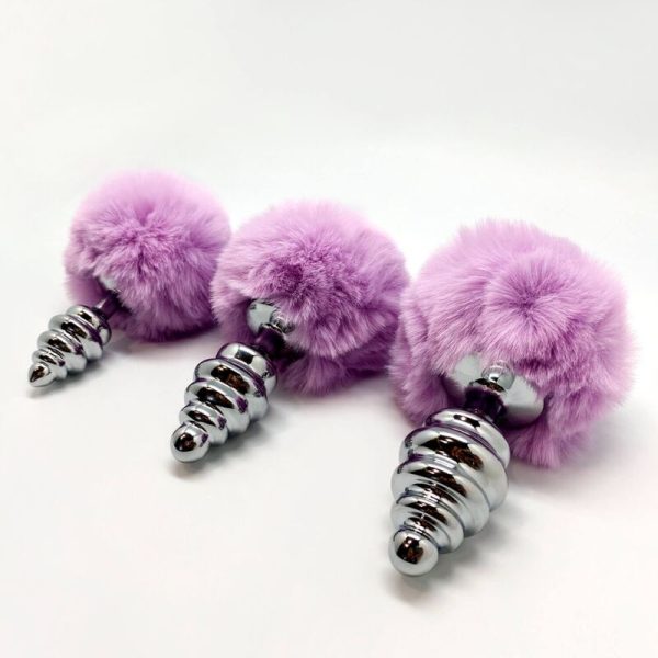 ALIVE - ANAL PLEASURE PLUG SPIRAL METAL FLUFFY VIOLET SIZE L - Image 3
