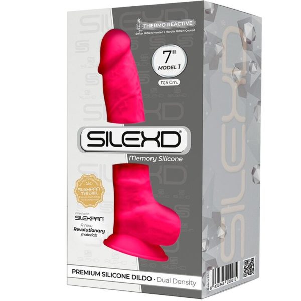 SILEXD - MODEL 1 REALISTIC PENIS PREMIUM SILEXPAN SILICONE FUCHSIA 17.5 CM - Image 3