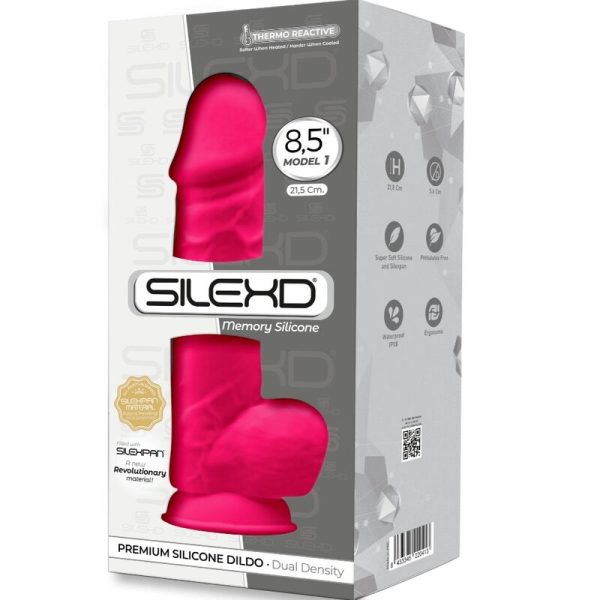 SILEXD - MODEL 1 REALISTIC PENIS PREMIUM SILEXPAN SILICONE FUCHSIA 21.5 CM - Image 3