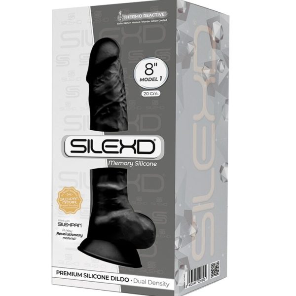 SILEXD - MODEL 1 REALISTIC PENIS PREMIUM SILEXPAN SILICONE BLACK 20 CM - Image 2
