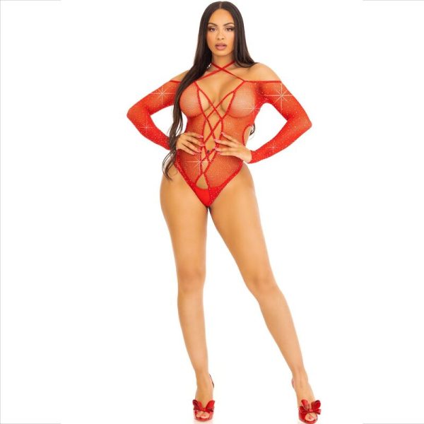LEG AVENUE - BODY CROTHLESS WITH GLOSS RED - Image 5