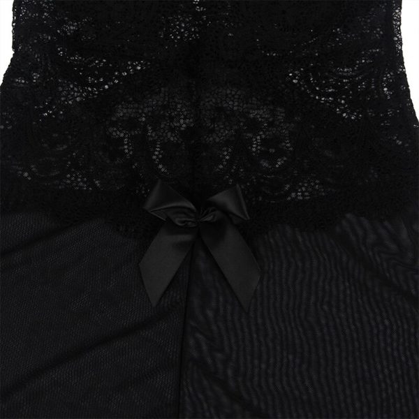 SUBBLIME - BABYDOLL TELA DE TUL DETALLE ENCAJE Y FLOR NEGRO S/M - Image 5