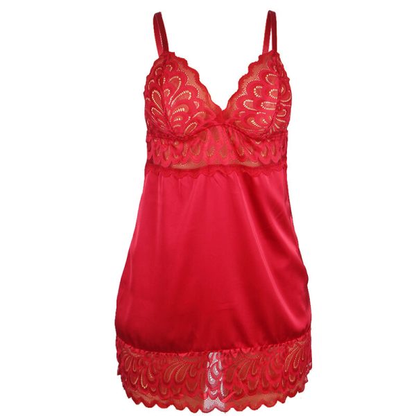 SUBBLIME - BABYDOLL SATINADO CON ENCAJE ROJO S/M - Image 5