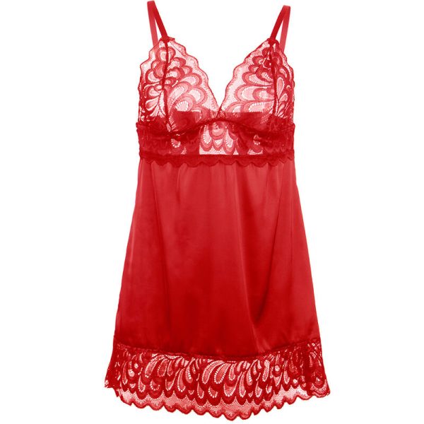 SUBBLIME - BABYDOLL SATINADO CON ENCAJE ROJO S/M - Image 4