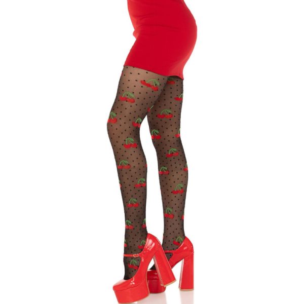 LEG AVENUE - BLACK CHERRY MOLES STOCKINGS - Image 3