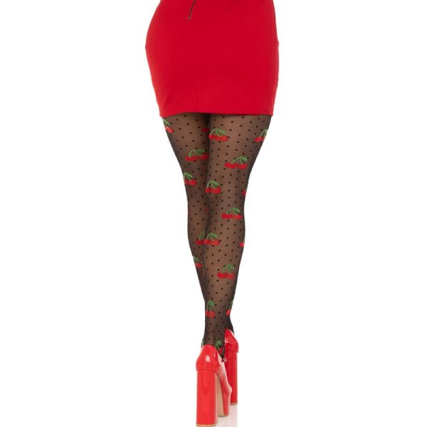 LEG AVENUE - BLACK CHERRY MOLES STOCKINGS - Image 2