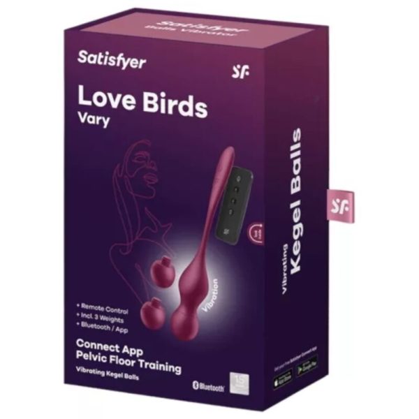 SATISFYER - LOVE BIRDS VARY VIBRATING BALLS FREE APP WINE RED - Image 5