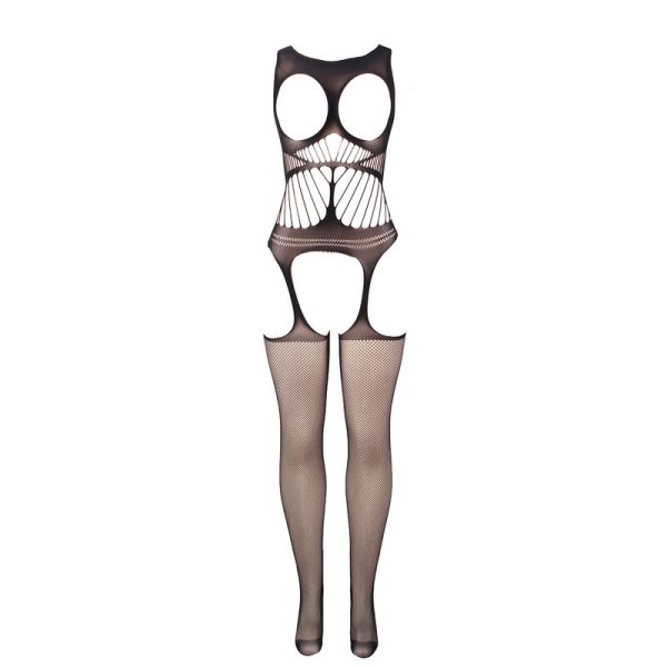 SUBBLIME - 951900 FISHNET CROTCHLESS BODYSTOCKING WITH CUP AND OPEN SHOULDERS BLACK ONE SIZE - Image 3
