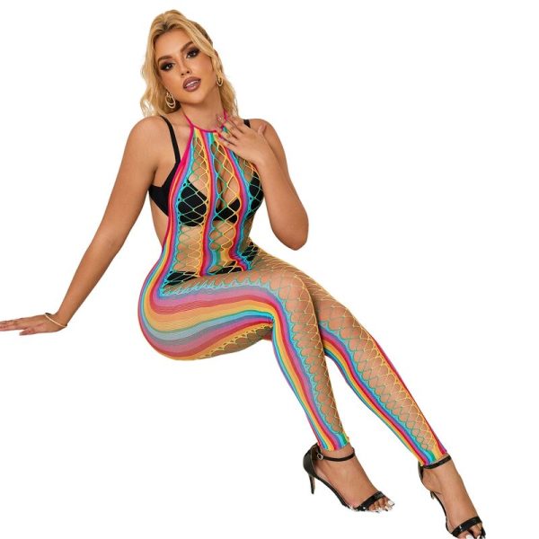 SUBBLIME - 952358 RAINBOW HALTER NECK FISHNET DRESS ONE SIZE - Image 5