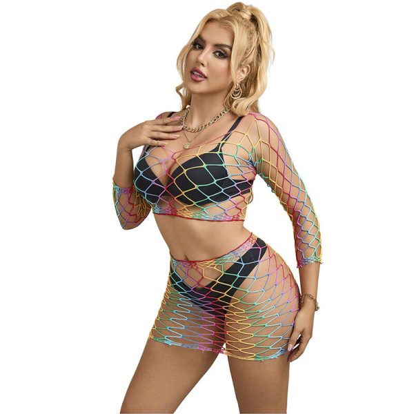 SUBBLIME - 952440 2-PIECE FISHNET SET LONG SLEEVE RAINBOW ONE SIZE - Image 3