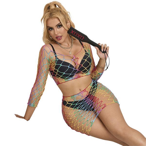 SUBBLIME - 952440 2-PIECE FISHNET SET LONG SLEEVE RAINBOW ONE SIZE - Image 4