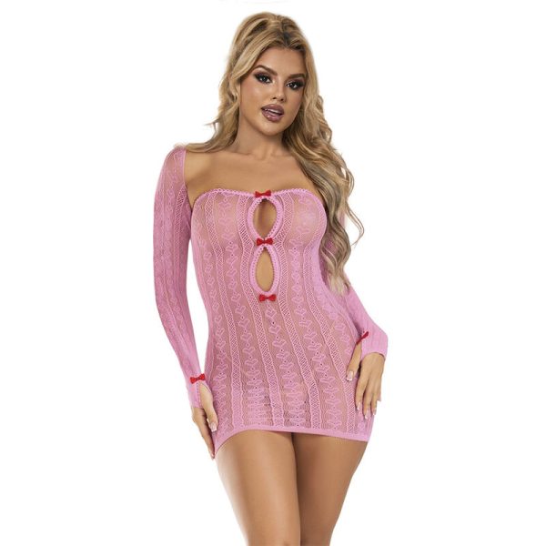 SUBBLIME - 952471 PINK FISHNET DRESS ONE SIZE - Image 4