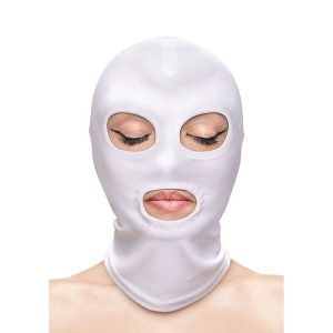 NS NOVELTIES - FETISH  FASHION EYES AND MOUTH HOOD NYLON WHITE