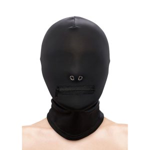 NS NOVELTIES - FETISH  FASHION CLOSED ZIPPERED MOUTH HOOD NYLON BLACK