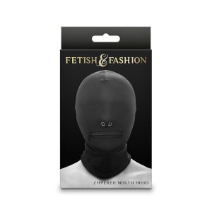 NS NOVELTIES - FETISH  FASHION CLOSED ZIPPERED MOUTH HOOD NYLON BLACK
