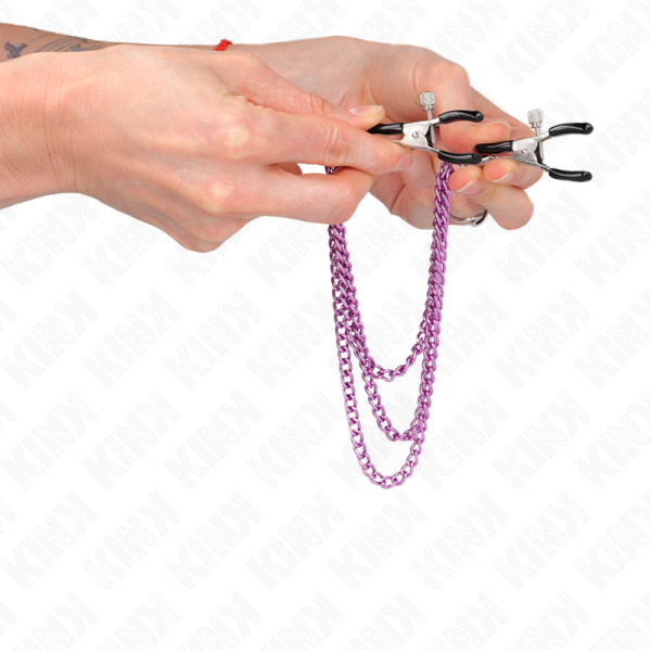 KINK - NIPPLE CLAMPS WITH 3 CHAINS PURPLE 20/23/28 CM - Image 4
