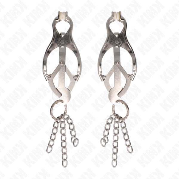 KINK - JAPANESE CLOVER NIPPLE CLAMPS WITH LITTLE CHAINS SILVER - Image 2