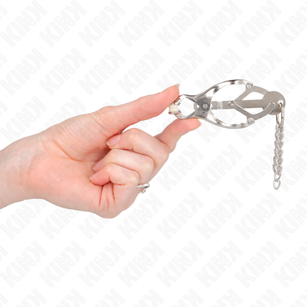 KINK - JAPANESE CLOVER NIPPLE CLAMPS WITH LITTLE CHAINS SILVER - Image 4