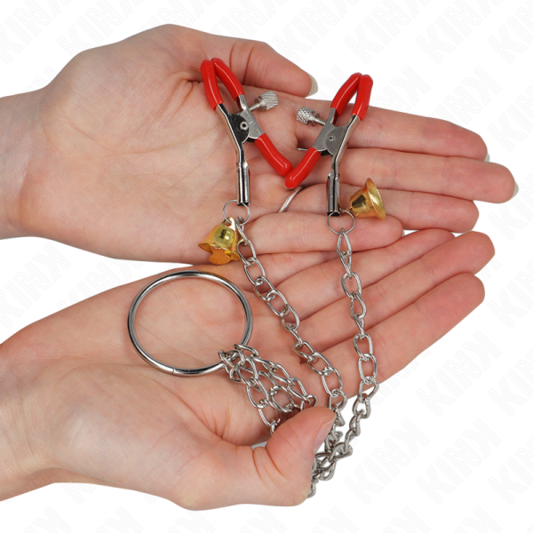 KINK - BELL TRIPLE NIPPLE AND CLIT CLAMPS RED WITH CHAIN 30 CM - Image 2