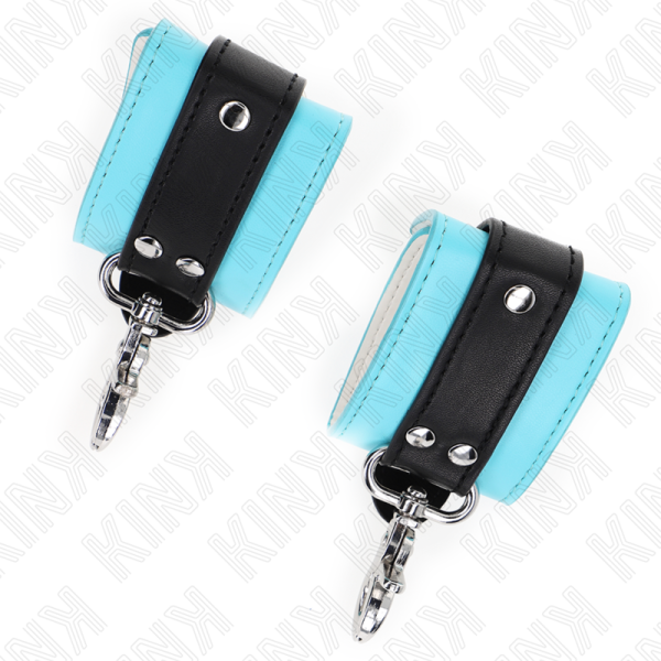 KINK - PREMIUM LOCKABLE WRIST RESTRAINTS BLACK / BLUE ADJUSTABLE 21-28 CM X 5.5 CM - Image 4