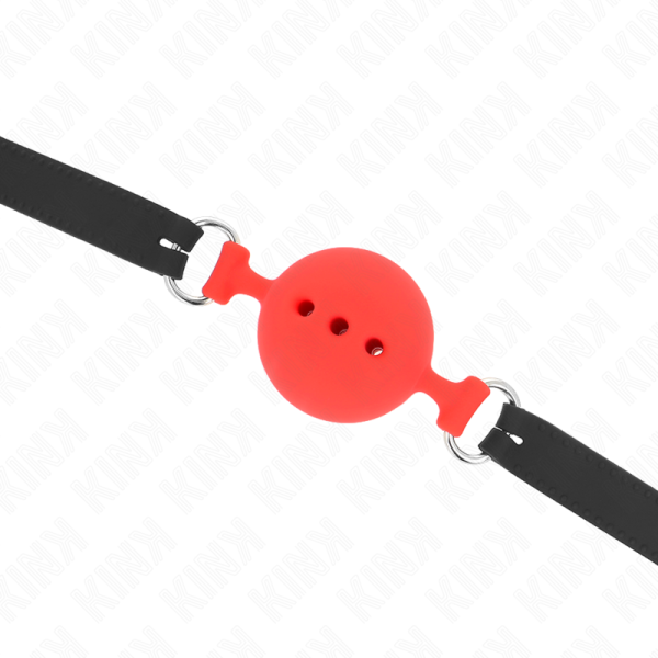 KINK - FULL SILICONE GAG 55 x 2 CM WITH 5 CM BALL SIZE L RED ADJUSTABLE 35-51 CM - Image 5