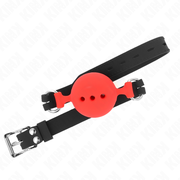 KINK - FULL SILICONE GAG 55 x 2 CM WITH 5 CM BALL SIZE L RED ADJUSTABLE 35-51 CM - Image 3