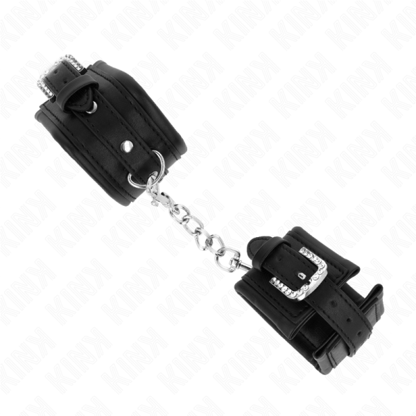 KINK - RHINESTONE BUCKLE WRIST RESTRAINTS BLACK ADJUSTABLE 25-32 CM X 5.5 CM - Image 2
