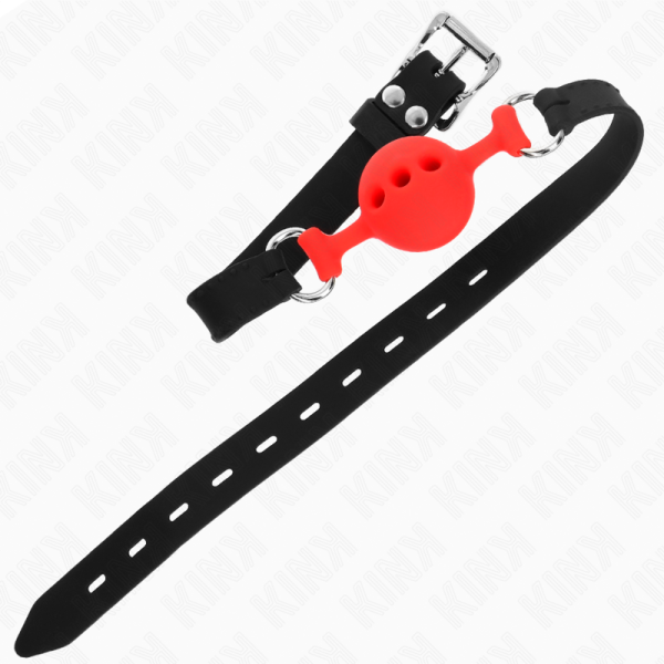 KINK - FULL SILICONE GAG 55 x 2 CM WITH 4 CM BALL SIZE S RED ADJUSTABLE 35-51 CM - Image 4
