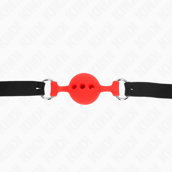 KINK - FULL SILICONE GAG 55 x 2 CM WITH 4 CM BALL SIZE S RED ADJUSTABLE 35-51 CM - Image 5