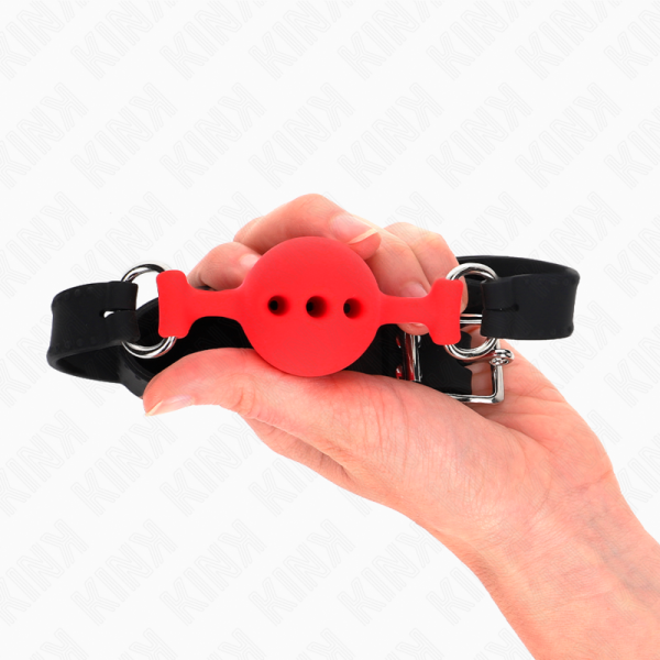 KINK - FULL SILICONE GAG 55 x 2 CM WITH 4 CM BALL SIZE S RED ADJUSTABLE 35-51 CM - Image 2