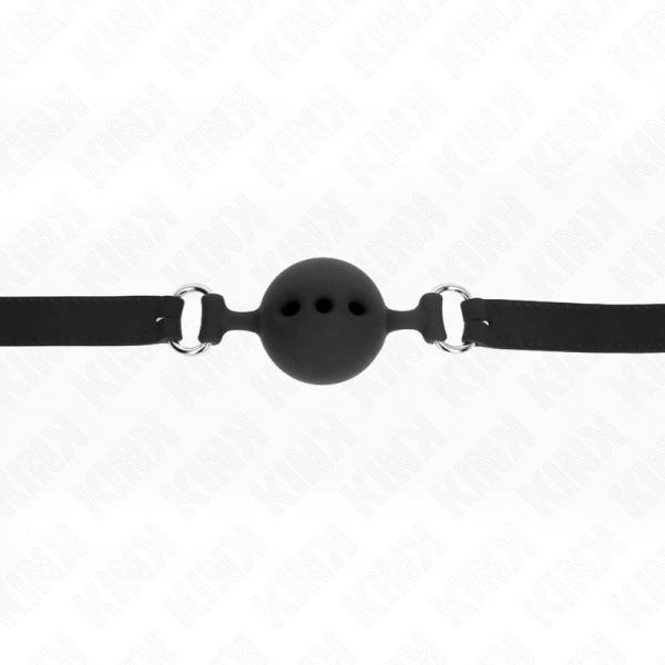 KINK - FULL SILICONE GAG 55 x 2 CM WITH 5 CM BALL SIZE L BLACK ADJUSTABLE 35-51 CM - Image 4