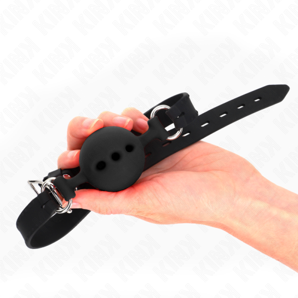 KINK - FULL SILICONE GAG 55 x 2 CM WITH 5 CM BALL SIZE L BLACK ADJUSTABLE 35-51 CM - Image 3