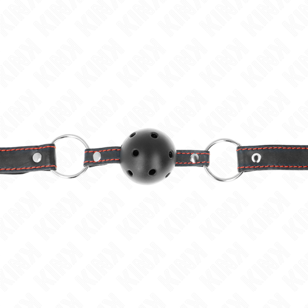 KINK - HOLLOW HARD BLACK BALL GAG MODEL 2 65 x 2.5 CM - Image 4